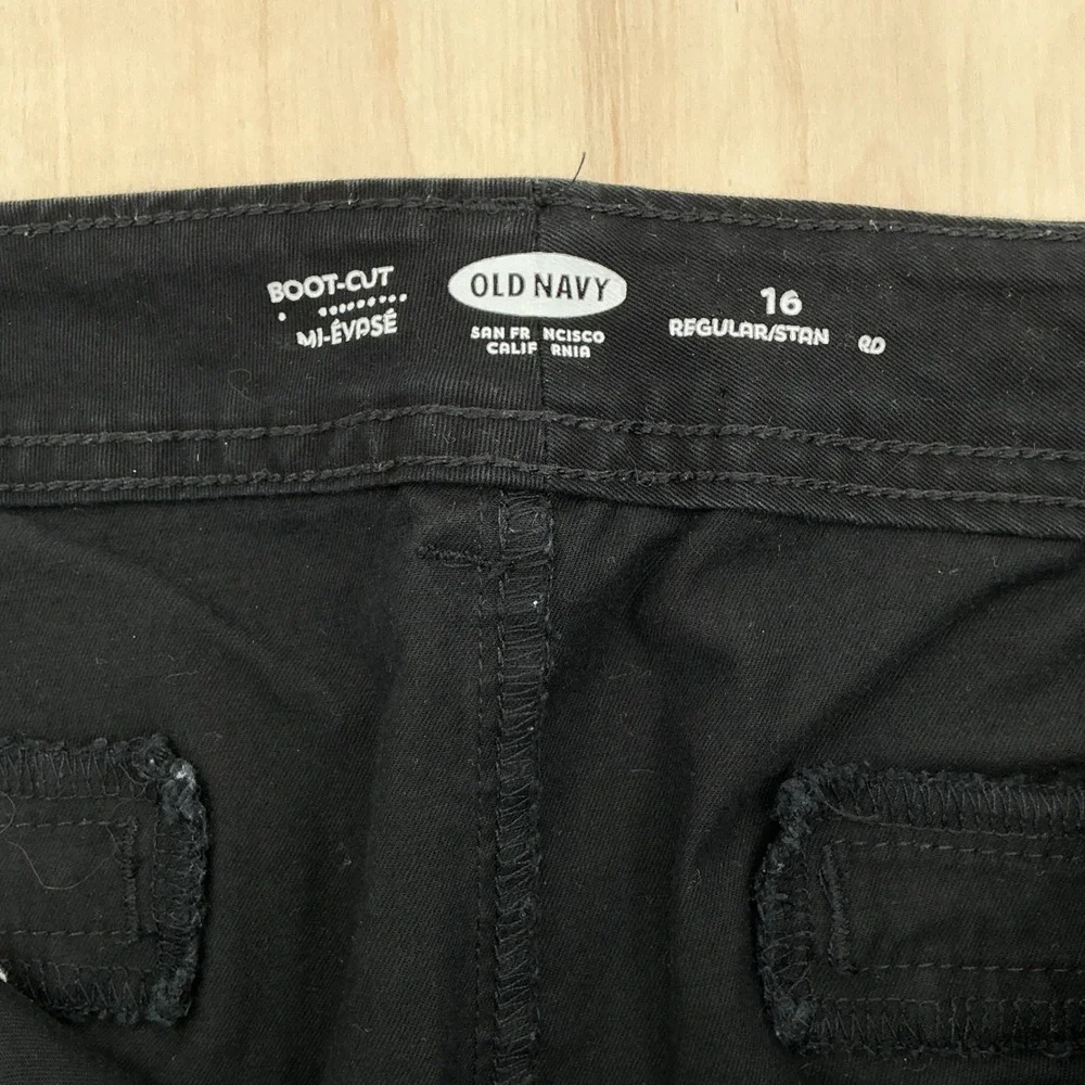 Old Navy Bootcut Khaki Pants Womens 16 Regular Black Mid Rise Stretch Workwear